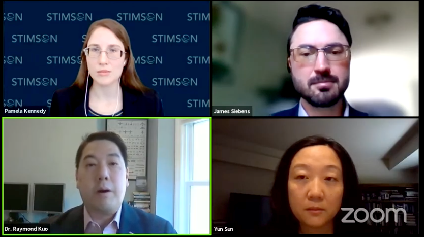 A screenshot of 4 people, including Raymond Kuo of the Schar School of Policy and Government’s Center for Security Policy Studies.