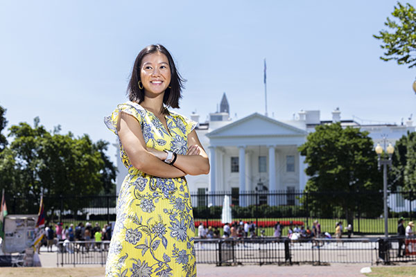 New Mason student body president Sophia Nguyen: ‘I wanted to be more active rather than just be posting on social media.’ Photos by Ron Aira/Creative Services