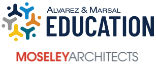 Logo with the text, Alverez and Marsal Education and Moseley Architects
