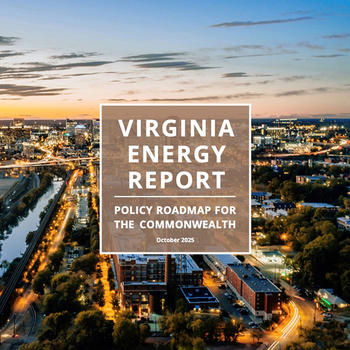 A stylized photo of a city seen from above at twilight.